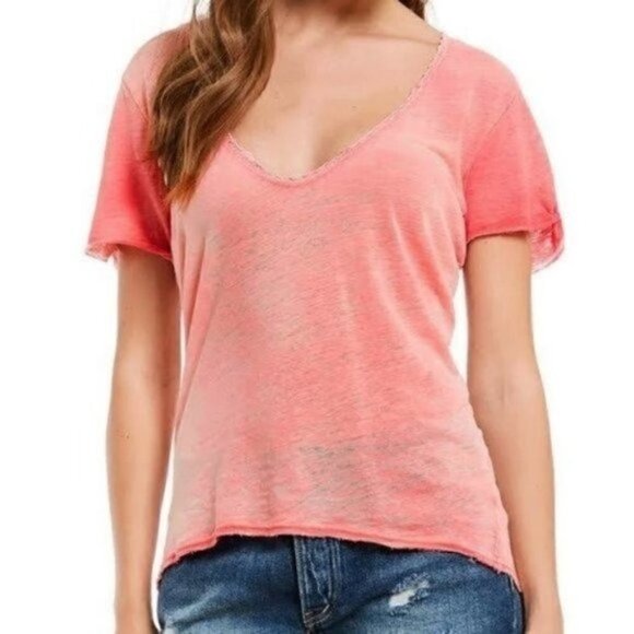 NWT Free People Coral Saturday Linen Top Size Small - Picture 1 of 5